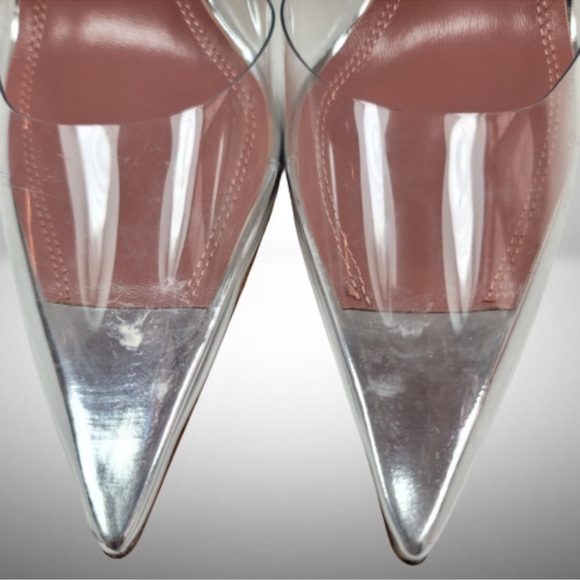 Amina Muaddi Ursina Embellished Transparent Pumps size 38 📌USED - Picture 2 of 7